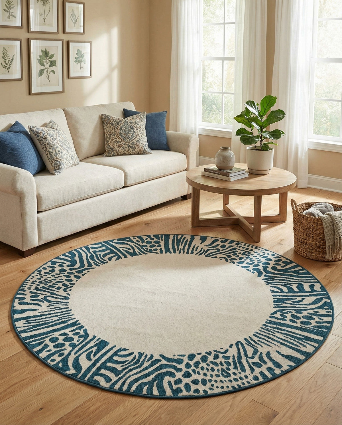 Savannah Escape Collection Area Rug - Serengeti Round Ivory  lifestyle 56