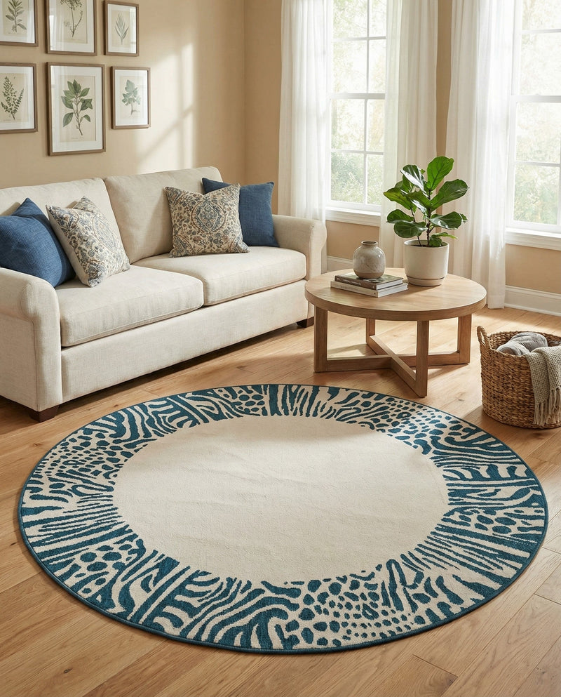 Savannah Escape Collection Area Rug - Serengeti Round Ivory  lifestyle 56