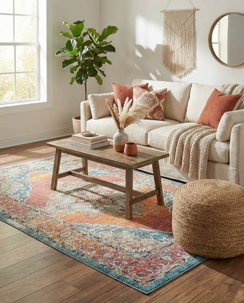 Savannah Soiree Collection Area Rug - Serengeti (Rust Red) Rectangle Rust Red  lifestyle 3