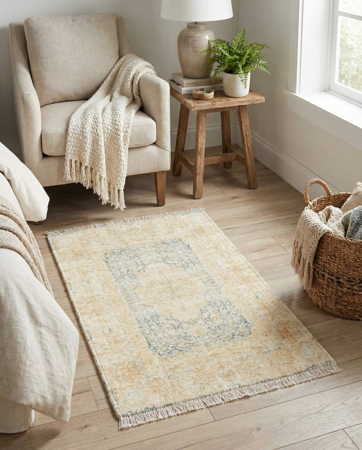 Bazaar Chic Collection Area Rug -  Kenitra Rectangle Blue and Ivory  lifestyle 3
