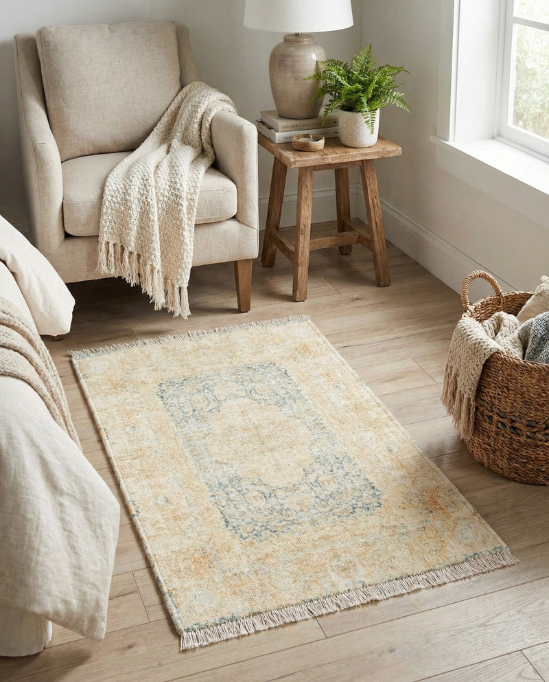 Bazaar Chic Collection Area Rug -  Kenitra Rectangle Blue and Ivory  lifestyle 3