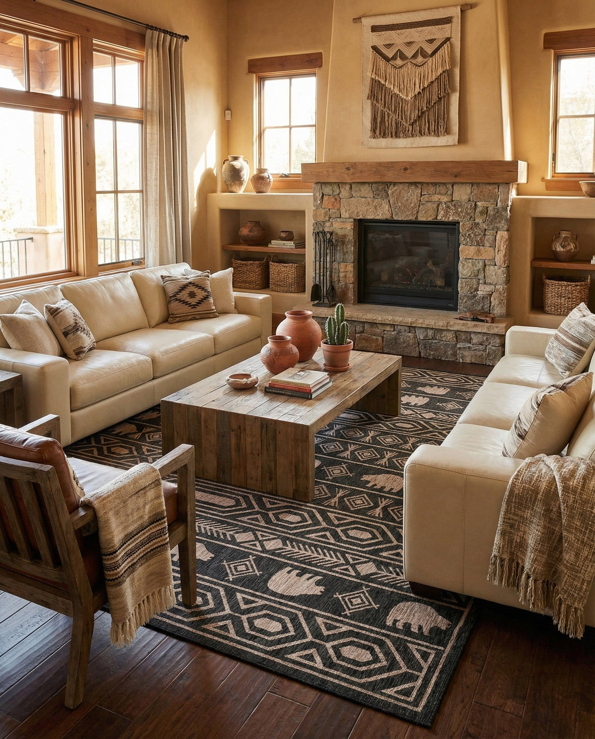 Mesa Oasis Rugs Collection Area Rug - Sundown Square Black  lifestyle 111
