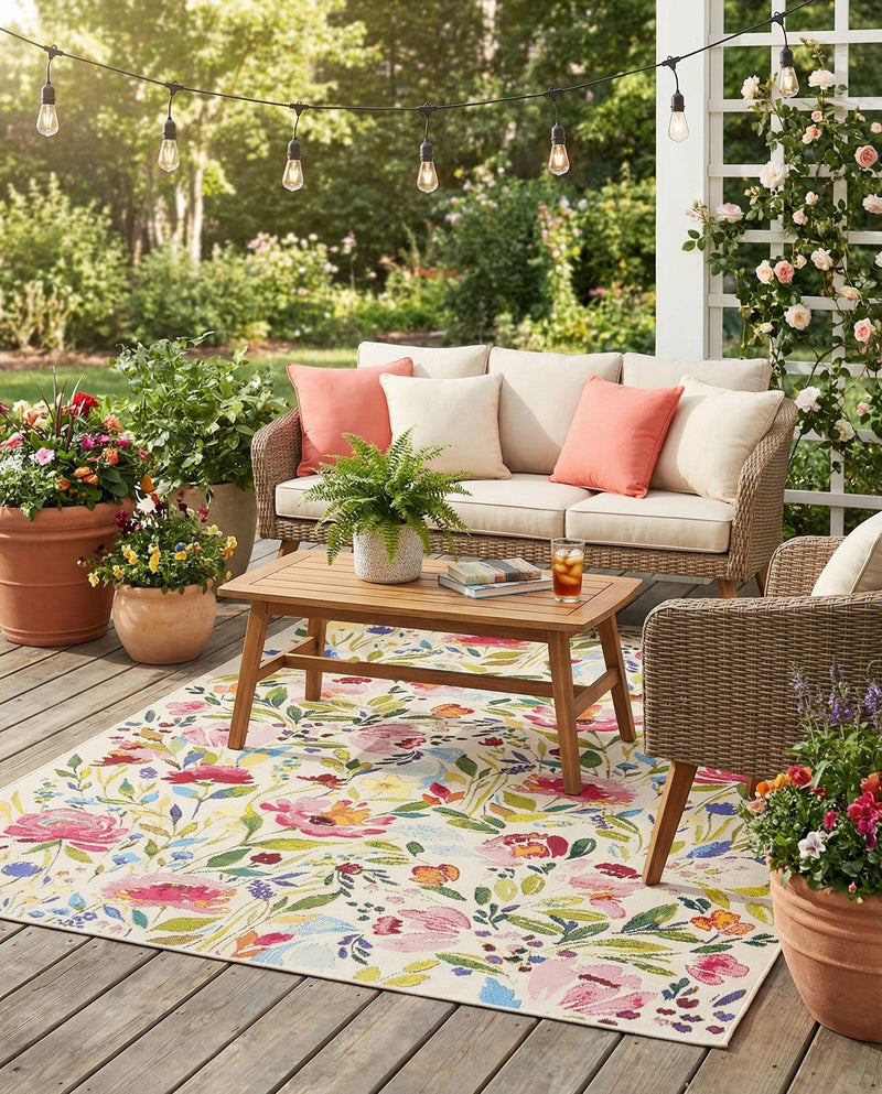 Seaside Blooms Collection Area Rug -  Meadow Rectangle Multi  lifestyle 24