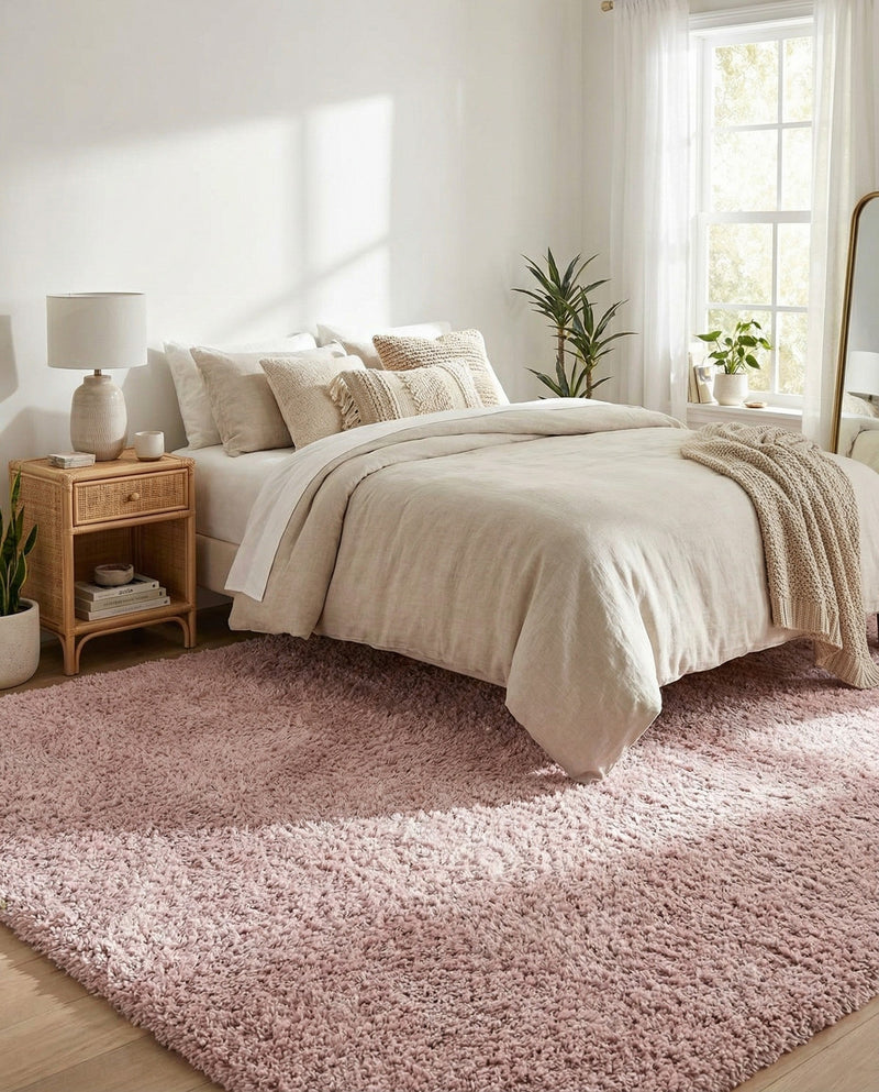 Cozy Comfort Shag Collection Area Rug - Haven (Pink) Rectangle Pink  lifestyle 8