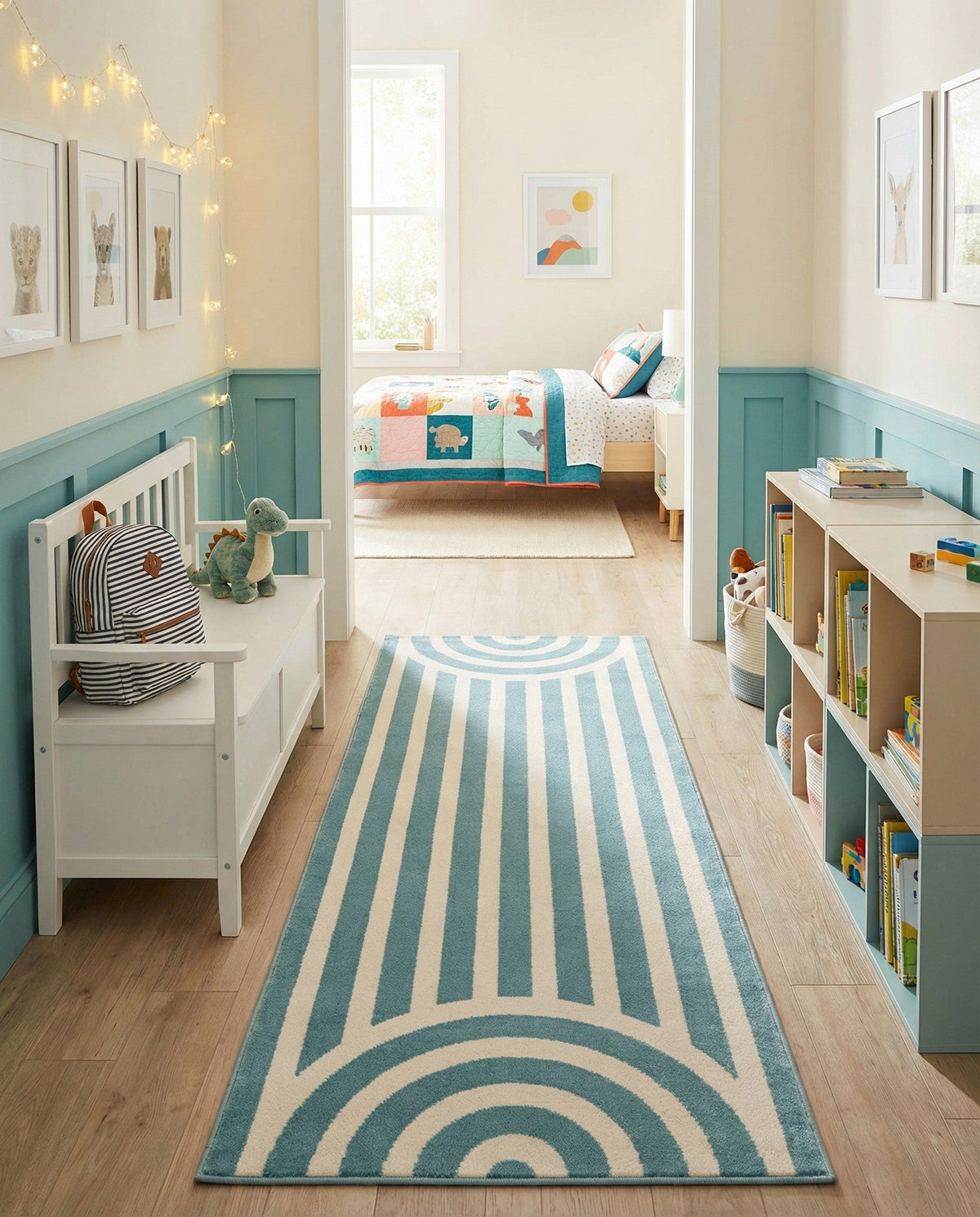 Wonder Tykes Collection Area Rug -  Joydale Runner Sky blue  lifestyle 148