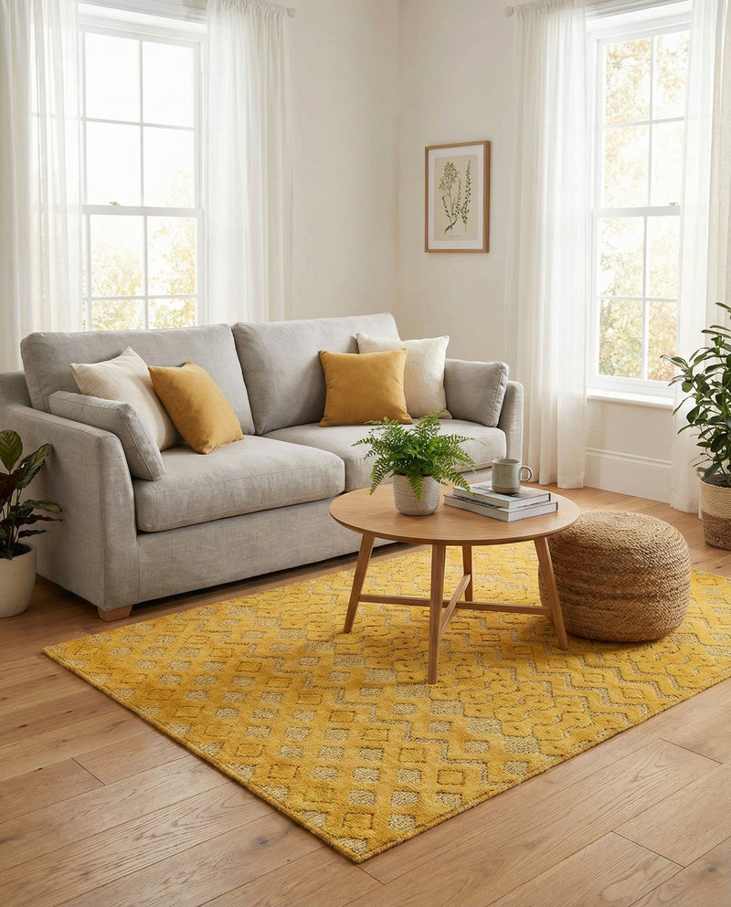 Garden Lattice Charm Collection Area Rug -  Pergola (Yellow) Rectangle Yellow  lifestyle 8