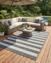 Seaside Stripes Collection Area Rug -  Veranda Rectangle Charcoal Gray  lifestyle 12