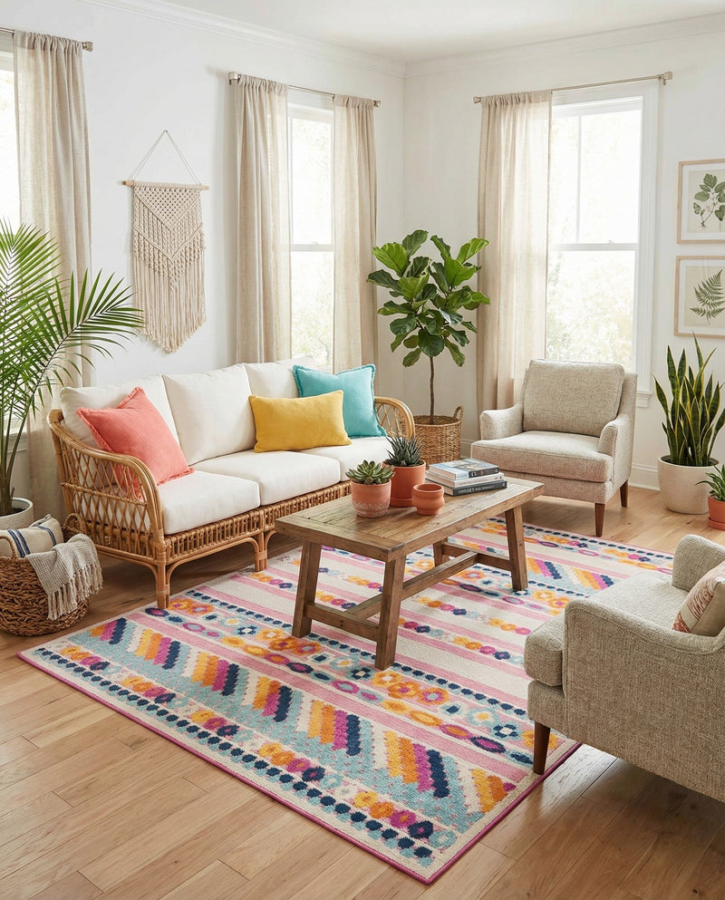Bahama Breeze Outdoor Collection Area Rug -  Bimini Rectangle Pink  lifestyle 23