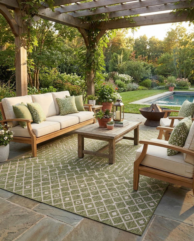 Savannah Pergola Collection Area Rug -  Pergola (Green) Rectangle Green  lifestyle 13