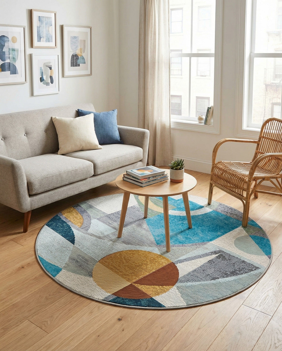 Urban Terrace Collection Area Rug -  Loggia Round Multi  lifestyle 50