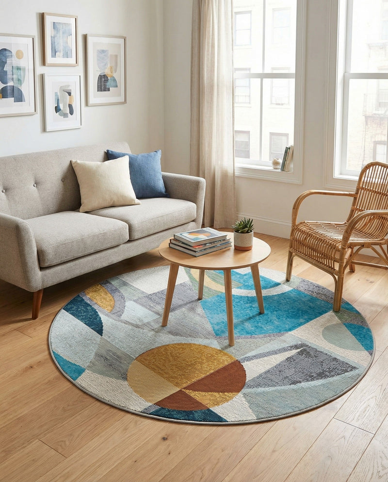 Urban Terrace Collection Area Rug -  Loggia Round Multi  lifestyle 50