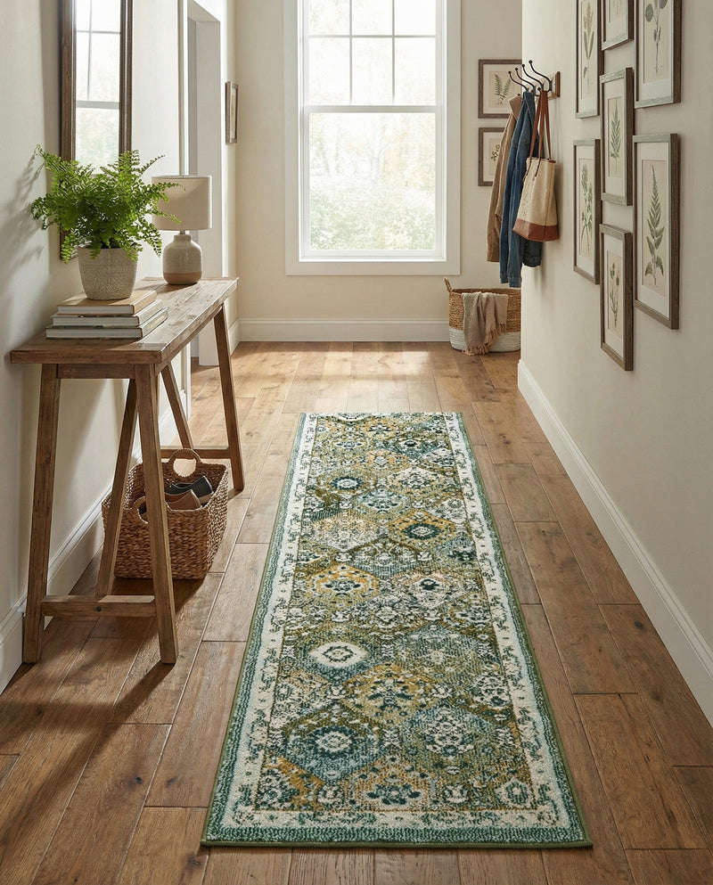 Brighton Terrace Collection Area Rug -  Rottingdean (Green) Runner Green  lifestyle 71