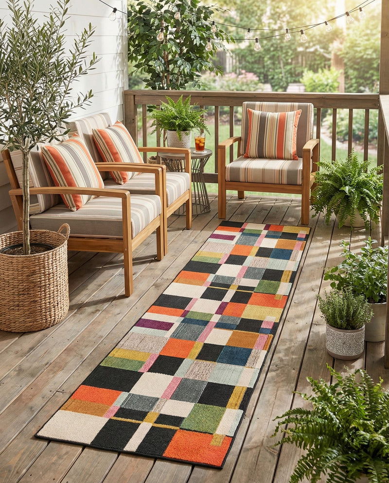 Outdoor Marrakesh Collection Area Rug -  Tangier Runner Multi  lifestyle 48