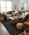 Mediterranean Lattice Collection Area Rug - Santorini (Black and White) Rectangle Black and White  lifestyle 3