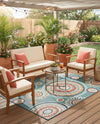 Seaside Blooms Collection Area Rug -  Eden Rectangle Light Blue  lifestyle 33