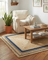 Woven Seaside Jute Collection Area Rug - Nantucket Rectangle Natural and Navy Blue  lifestyle 32