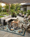 Outdoor Marrakesh Collection Area Rug -  Essaouira Rectangle Navy Blue  lifestyle 10