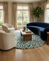 Woolen Sphere Collection Area Rug - Orbsburg (Blue) Round Blue  lifestyle 27