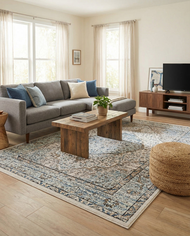 Mykonos Manor Collection Area Rug - Delos Rectangle Blue  lifestyle 20