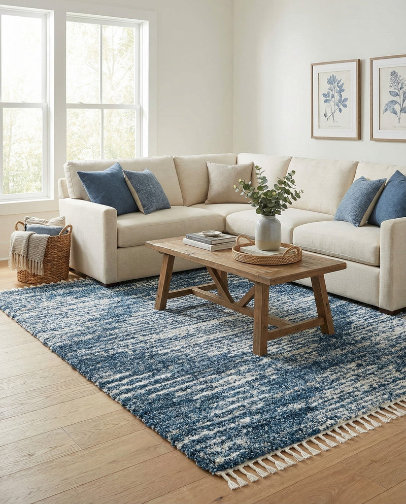 Tranquil Tides Shag Collection Area Rug -  Azure Rectangle Blue  lifestyle 12