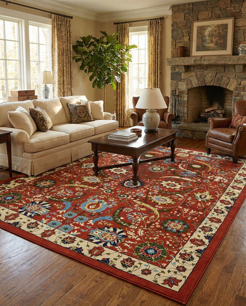 Tabriz Tapestry Collection Area Rug - Sahand (Terracotta) Rectangle Terracotta  lifestyle 3