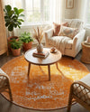 Dover Terrace Collection Area Rug -  Lagoon (Orange) Round Orange  lifestyle 57