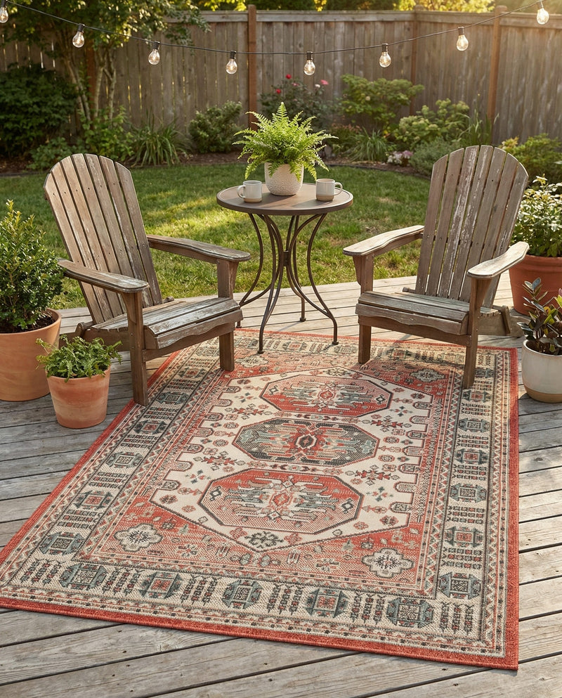 Patio Heritage Collection Area Rug - Veranda Rectangle Multi  lifestyle 10