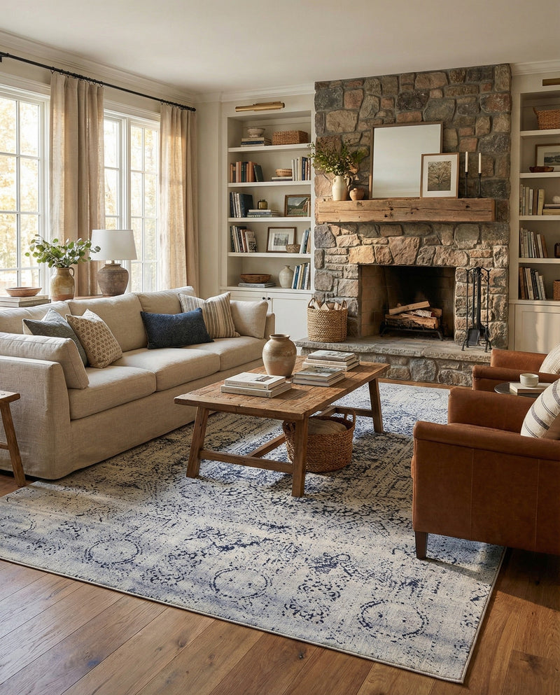 Coastal Manor Collection Area Rug -  Wavecrest Rectangle Gray  lifestyle 28