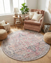 Vintage Memories Collection Area Rug - Echoes Round Beige pink  lifestyle 49