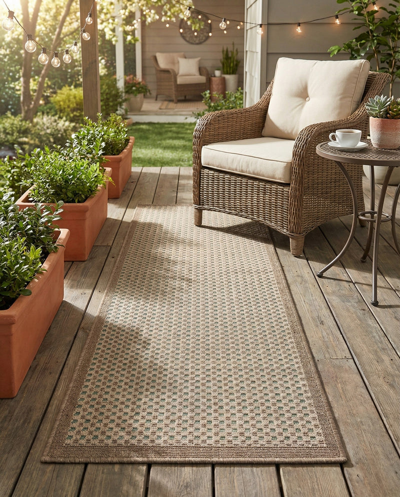 Terrace Fringe Collection Area Rug - Patio Runner Beige  lifestyle 79