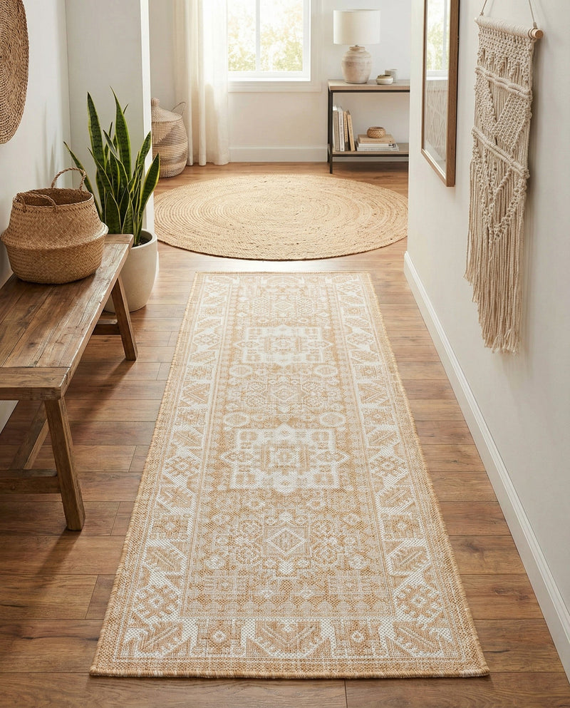 Tribal Terrace Treasures Collection Area Rug -  Incan Isle (Natural) Runner Natural  lifestyle 49