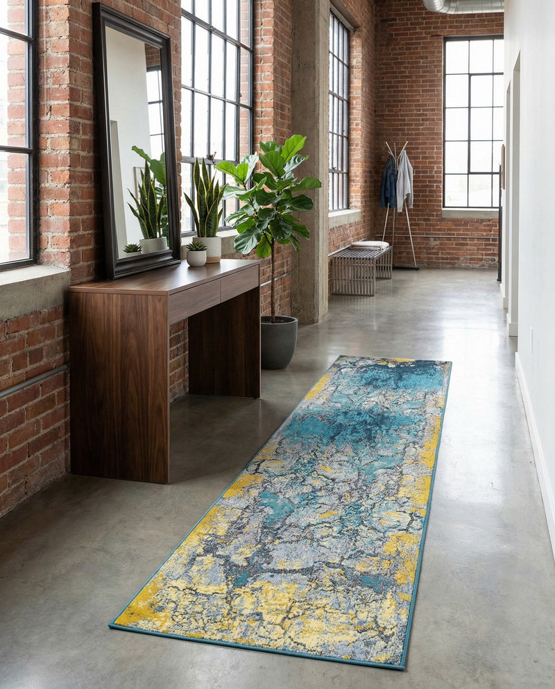 Urban Terrace Collection Area Rug -  Lanai Runner Gradient Blue  lifestyle 63