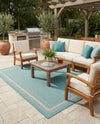 Terrace Fringe Collection Area Rug - Veranda (Aquamarine) Rectangle Aquamarine  lifestyle 8