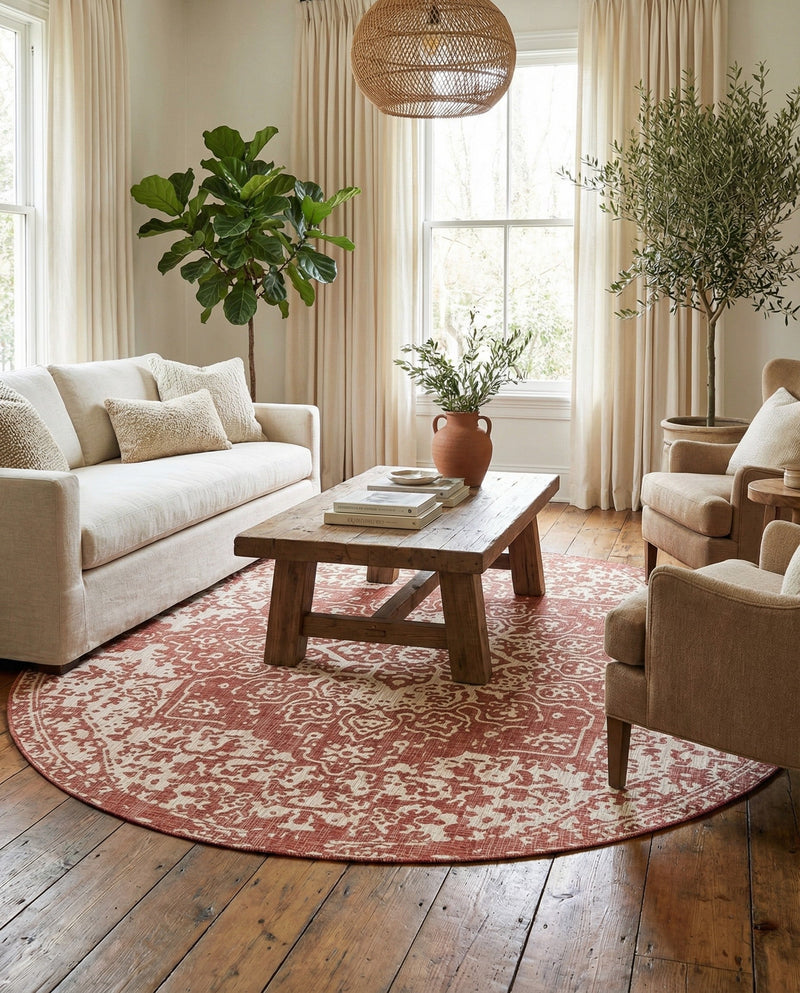 Urban Oasis Rugs Collection Area Rug -  Penthouse (Rust Red) Round Rust Red  lifestyle 25