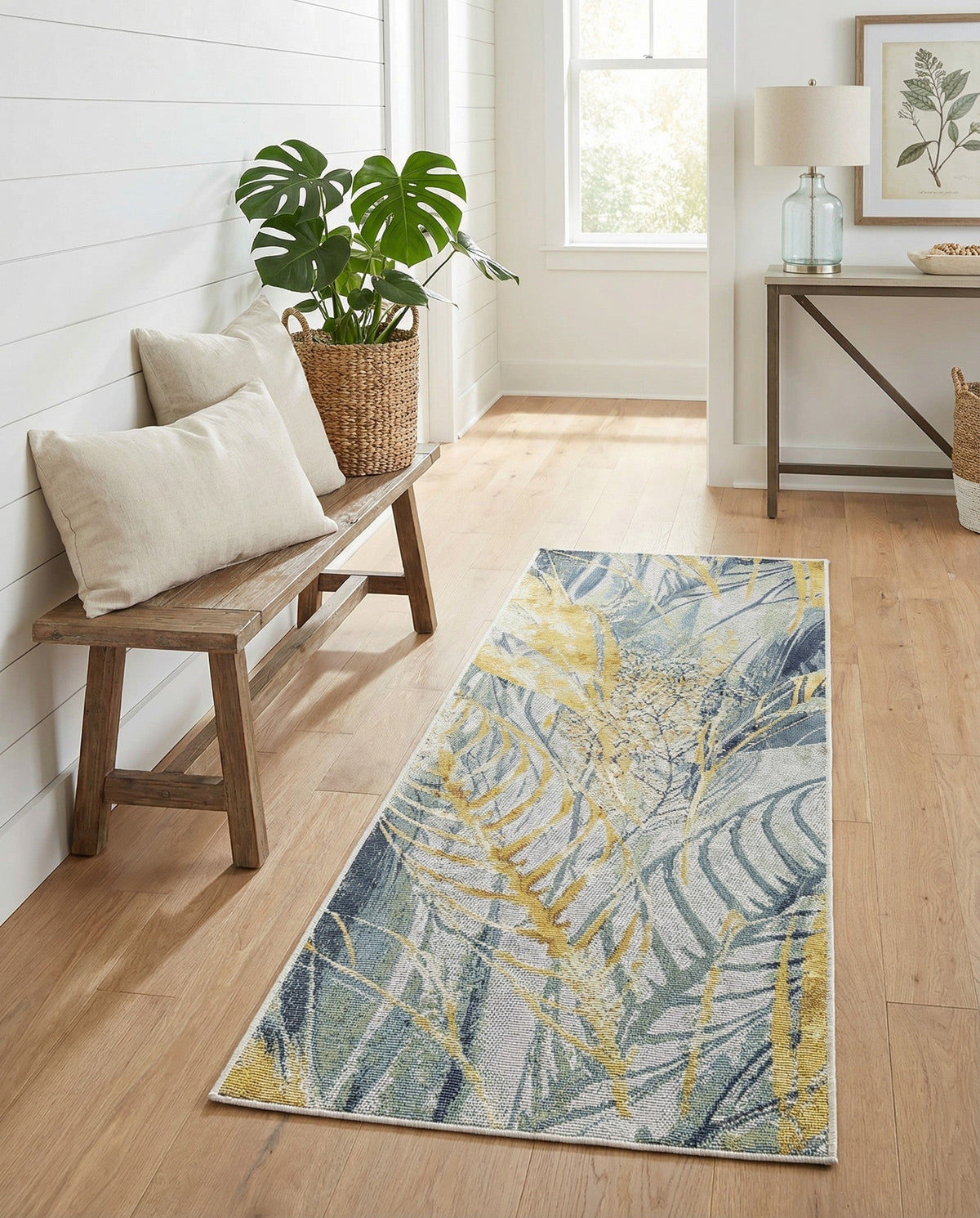 Seaside Blooms Collection Area Rug -  Blossom Runner Gray Ivory Yellow  lifestyle 83