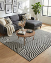 Urban Terrace Collection Area Rug -  Uptown Square Black and White  lifestyle 30
