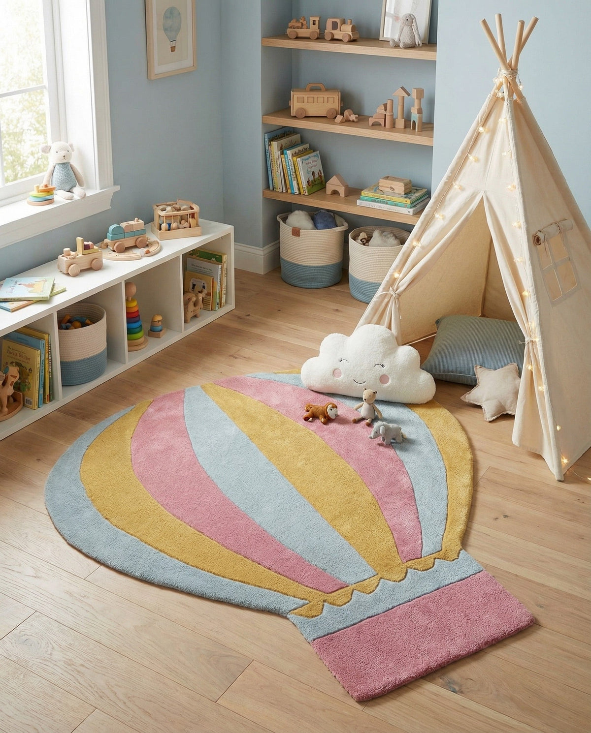 Whimsy Wonders Wool Collection Area Rug -  Oasis Square Multi  lifestyle 3