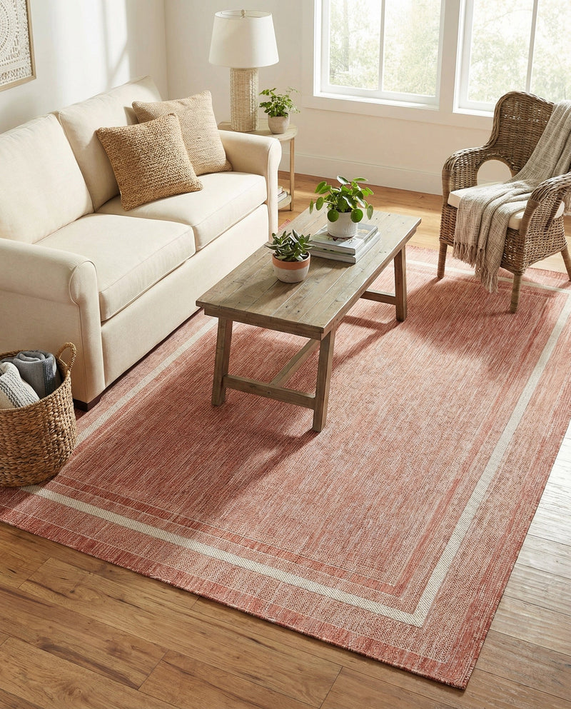 Terrace Fringe Collection Area Rug - Veranda (Rust Red) Rectangle Rust Red  lifestyle 17