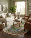 Savannah Soiree Collection Area Rug - Serengeti (Green) Oval Green  lifestyle 38