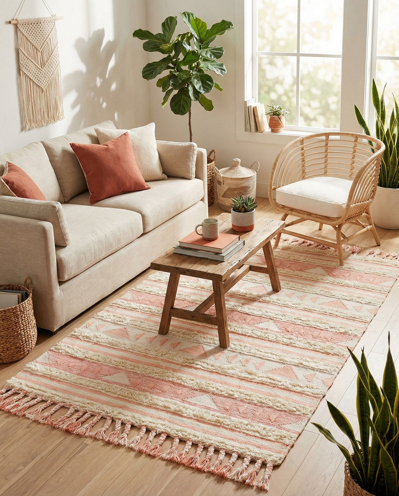 Sonoran Collection Area Rug - Montezuma Rectangle Baby Pink  lifestyle 34