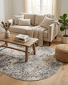 Luminara Sands Collection Area Rug - Elysium (Stone Gray) Oval Stone Gray  lifestyle 90