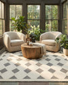 Monochrome Collection Area Rug -  Quartz Square Black and White  lifestyle 45