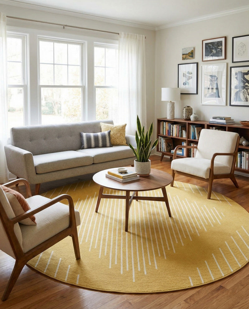 Urban Terrace Collection Area Rug -  Chelsea (Yellow) Round Yellow  lifestyle 23