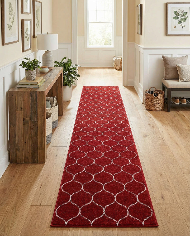 Trellis Mosaic Collection Area Rug -  Pergolatown (Red) Runner Red  lifestyle 24