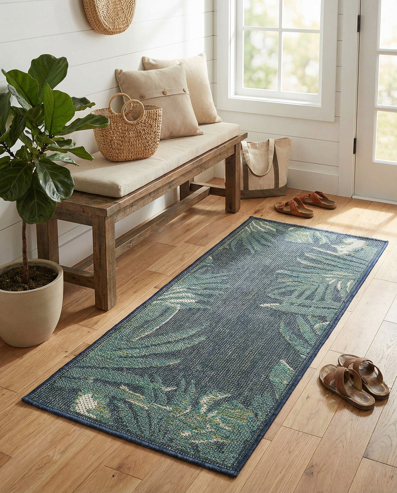 Coastal Terrace Collection Area Rug -  Anchor Runner Navy Blue  lifestyle 60