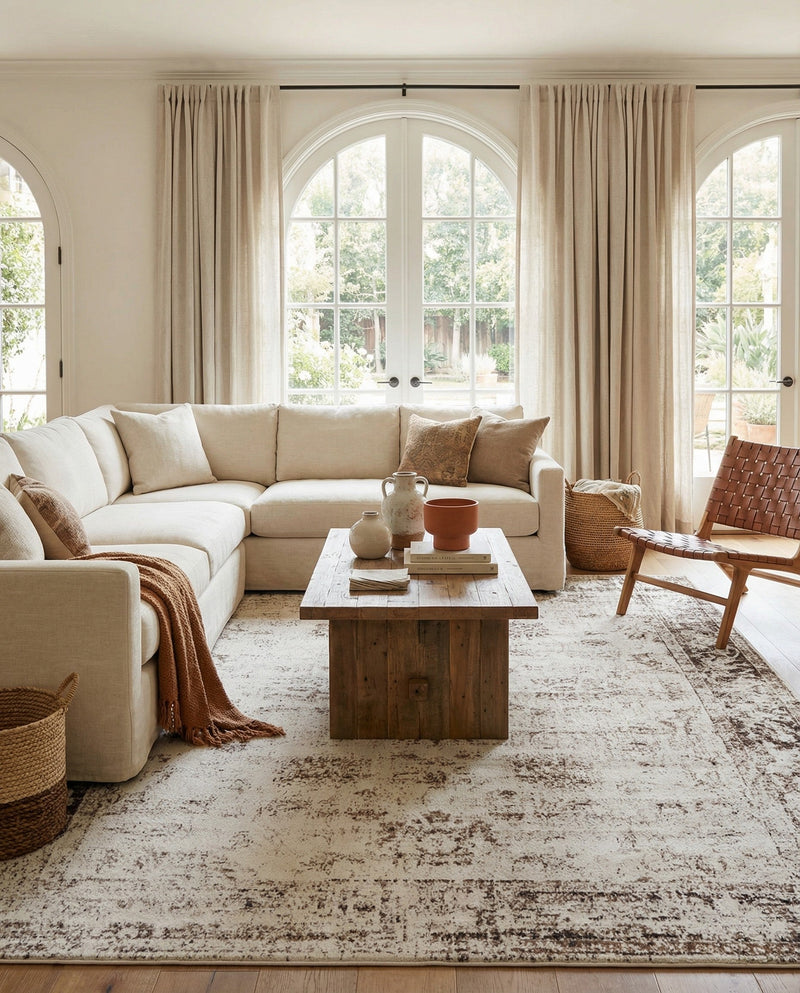 Riviera Elegance Collection Area Rug - Antibes (Beige) Rectangle Beige  lifestyle 9
