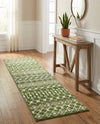 Mediterranean Lattice Collection Area Rug - Santorini (Green) Runner Green  lifestyle 48