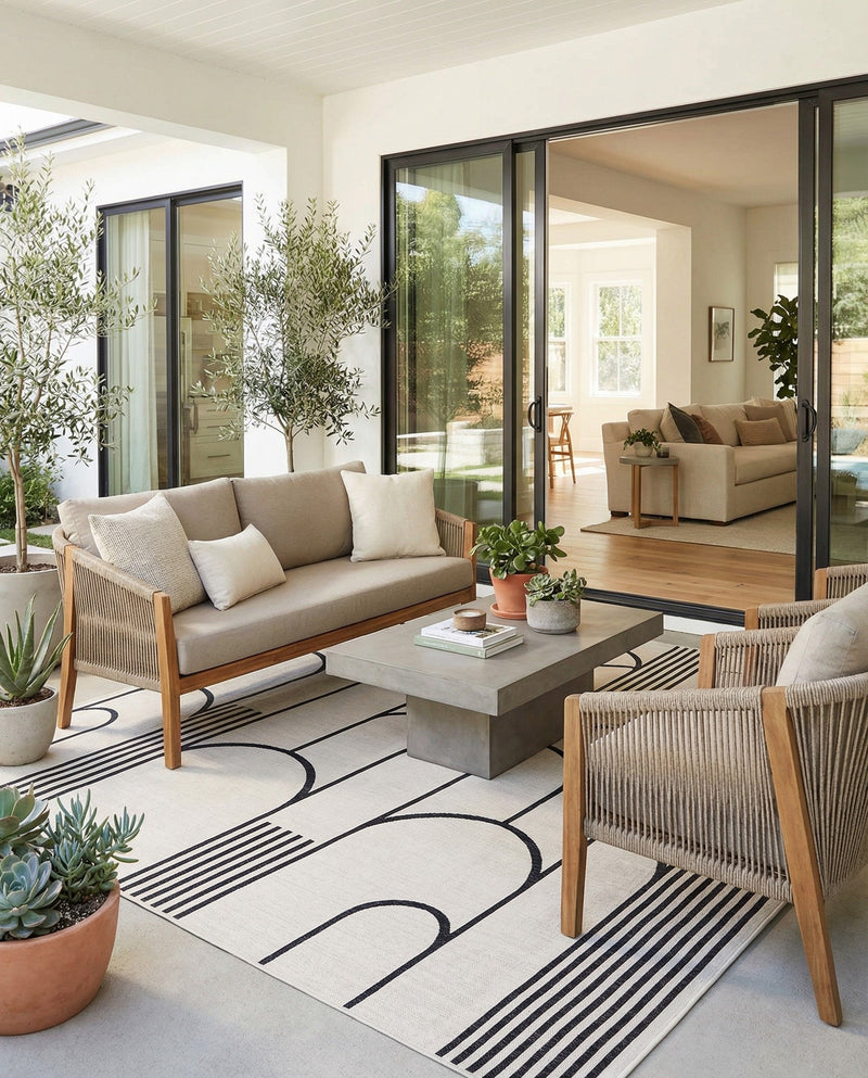 Urban Terrace Collection Area Rug -  Greenwich Rectangle White and Black  lifestyle 31