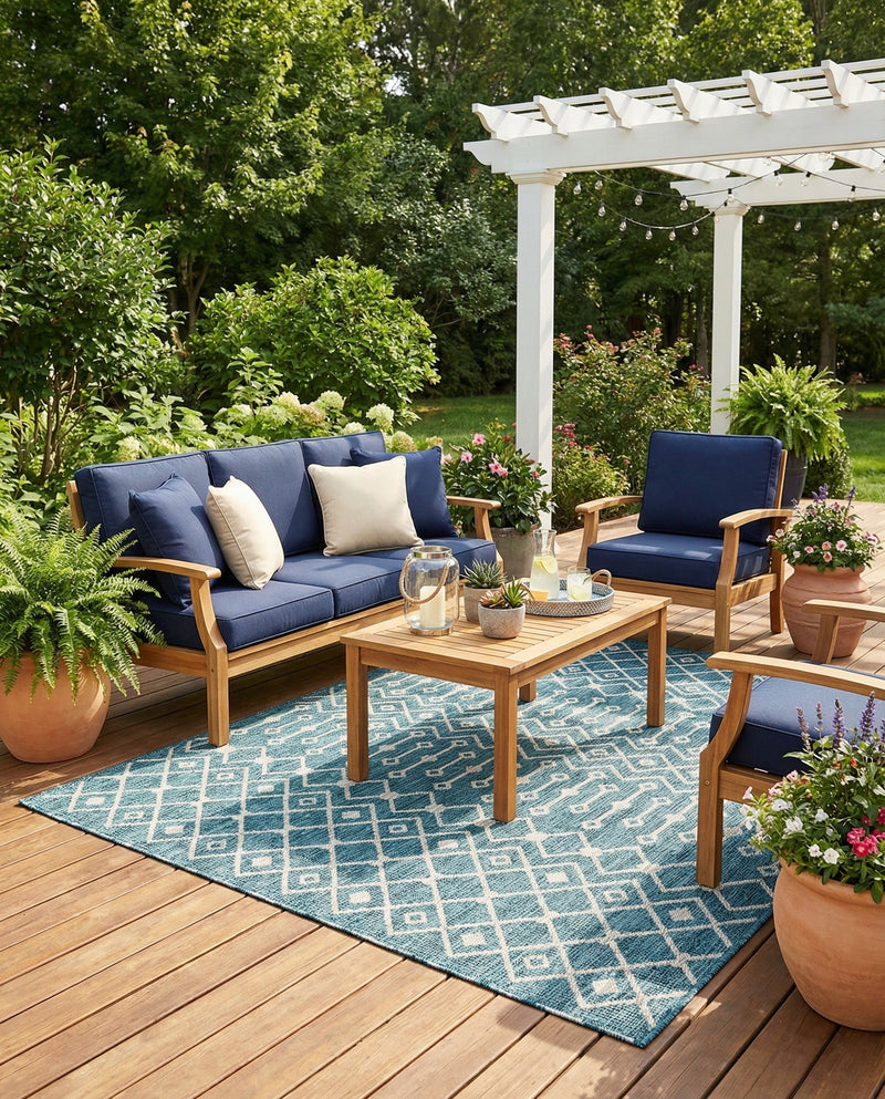 Savannah Pergola Collection Area Rug -  Pergola (Teal) Rectangle Teal  lifestyle 7
