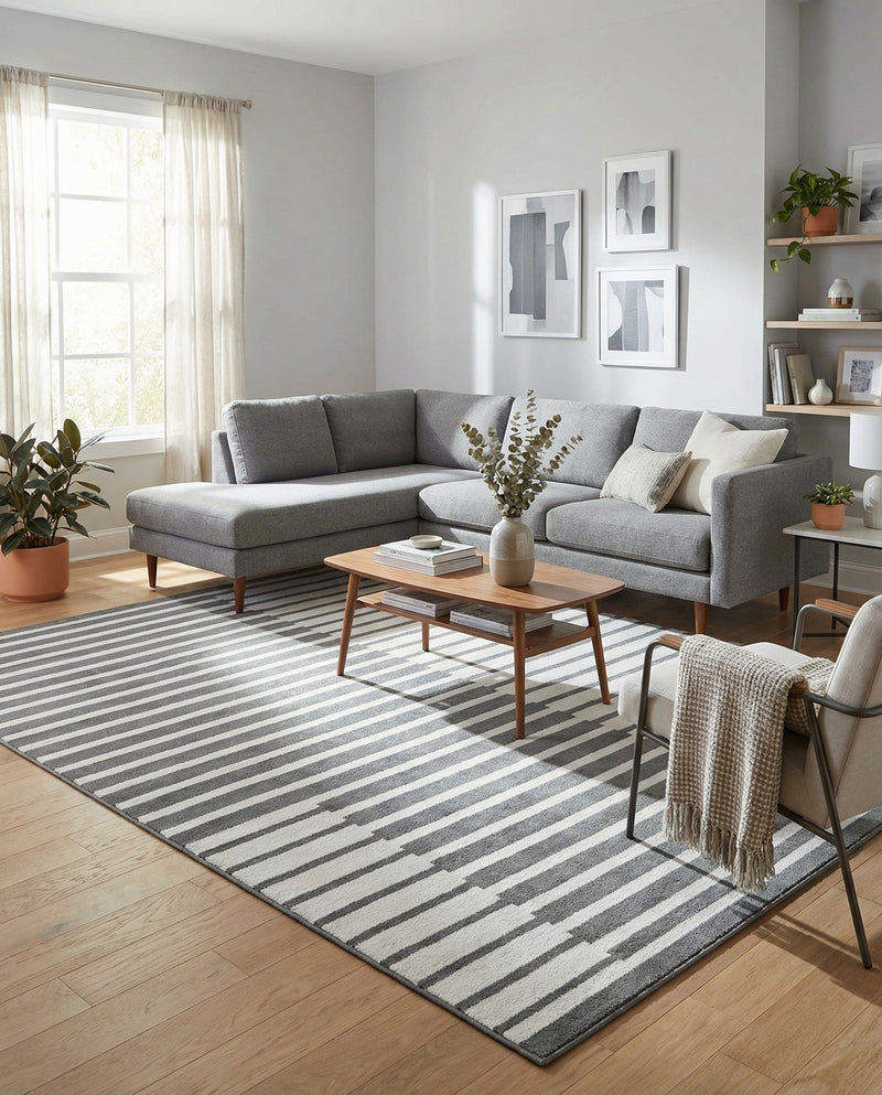 Copenhagen Edge Collection Area Rug -  Vesterbro Rectangle Gray  lifestyle 12